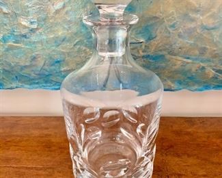 $195 - Christophle etched decanter - 10" H, 4.5" diam.