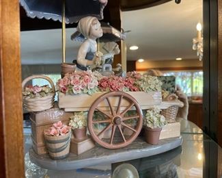 Lladro Girl With Flower Cart Figurine #1454
