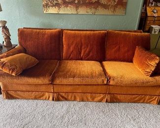 Vintage Burnt Orange Velvet Sofa