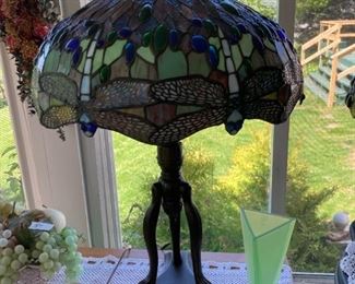 REPRO DAGONFLY LEADED GLASS LAMP