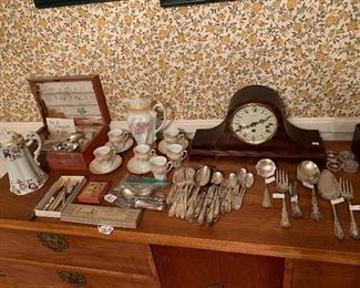 Dining Room 
Silverplate flatware, cocoa pot set
