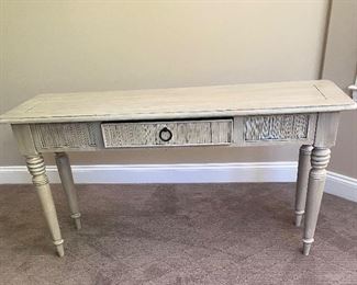 Light grey painted console w/drawer