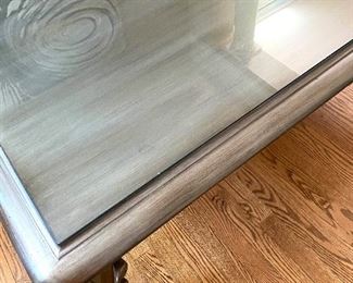 Ralph Lauren grey coffee table with glass