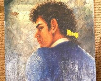 Old stretched oil on canvas of matador