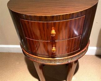 Highly lacquered two-drawer side/occasional table