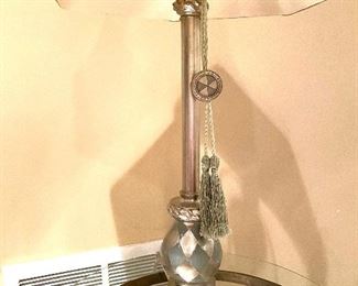 Candlestick lamp with harlequin design