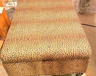 Large upholstered ottoman (opens for storage)