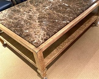 Faux-painted and marble coffee table