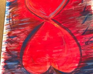 Large signed acrylic on canvas in the style of Jim Dine