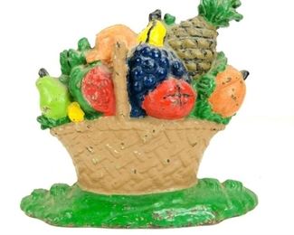 Cast Iron Fruit Basket Doorstop, Possibly Hubley