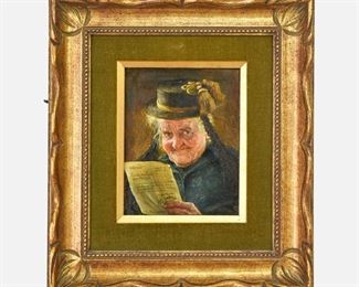 Hans Barttenbach Portrait of Woman Reading Oil Painting