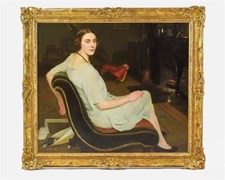 Fine, Rare and Large Original 1928 Oil Painting by Alan Beeton "Marguerite"