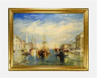 Fine Large "The Grand Canal Venice" Oil on Canvas after Turner