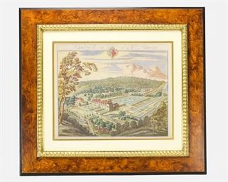 Johannes Kip "Flaxley the Seat of Mrs. Bovey" Engraved Print