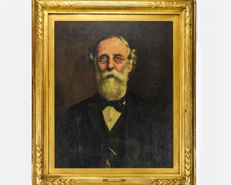 Antique Portrait of Elder Gentleman Oil on Canvas by Ella Emmett