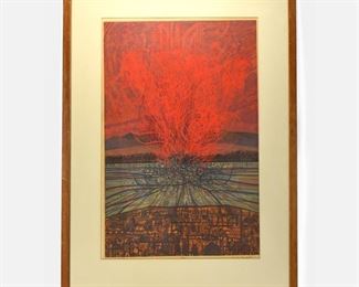 Bob Burkert "Burning City" Large Silkscreen Print 1/30