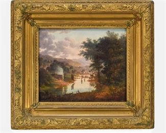 Fine Framed Hudson River School Oil on Board Landscape Painting