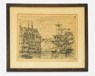 Frederick Leo Hunter Pencil Signed Etching Wall Street 1879