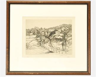 Thomas Nason "Winding Road" Original Framed 1939 Wood Engraving
