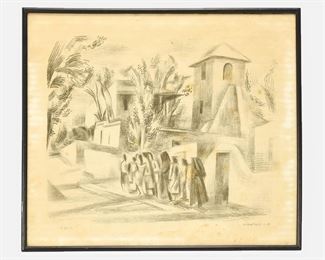 Original Willard Nash Pencil Signed Modernist Lithograph