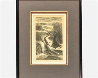 Nora Spicer Unwin "Road to the North" Framed Etching