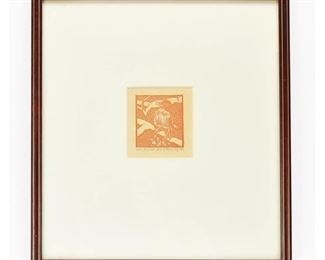 James Havens "Greetings" 1932 Miniature Wood Engraving