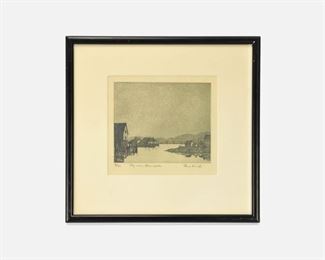 Original Paul Smith Fog Over Gloucester Signed Etching
