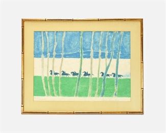 Original Andre Brasilier Lithograph Signed Cavaliers Series Print