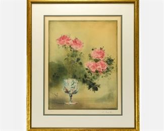 Large Kaiko Moti Still Life Aquatint Print Still Life Flowers