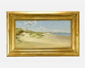 Antique 1891 Klitmuller Beach Seascape Oil Painting Signed H.F.