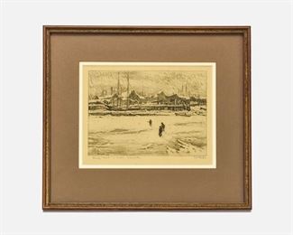 Lester G. Hornby "Rocky Neck in Snow, Glouchester" Signed 1918 Etching