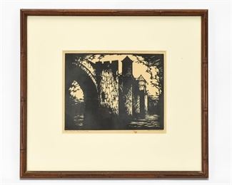 Donald F. Witherstine Signed Provincetown Woodblock Print.