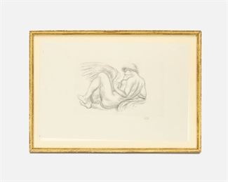 Aristide Maillol Original Pencil Signed Leda and the Swan Print