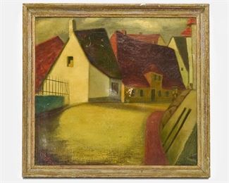 Armand Schonberger Modernist 1920s Oil Painting on Canvas