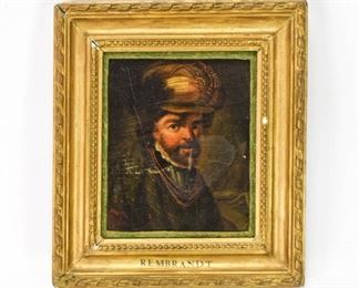 After Rembrant Dutch Golden Age Style Quarter Portrait Oil on Canvas