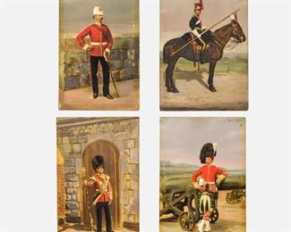 Four 19thC Painting Set English Guards