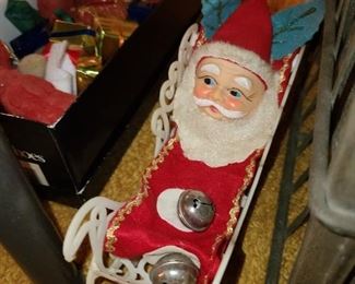 Vintage Santa In Sleigh Decor