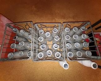 ANTIQUE CARNIVAL/THEME PARK KNOCK DOWN GAME METAL MILK BOTTLES