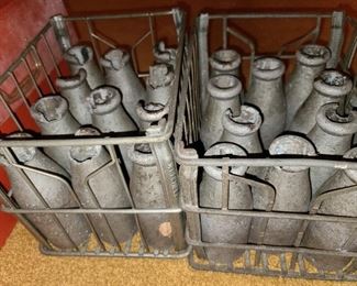 ANTIQUE CARNIVAL/THEME PARK KNOCK DOWN GAME METAL MILK BOTTLES