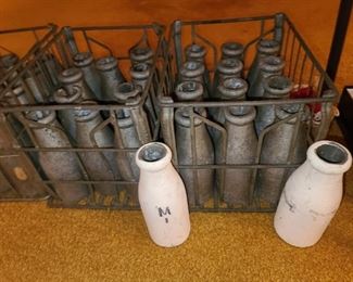 ANTIQUE CARNIVAL/THEME PARK KNOCK DOWN GAME METAL MILK BOTTLES