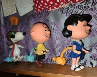 Vintage Peanuts Snoopy, Charlie Brown, & Lucy Walking Figures