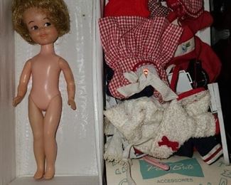 Vintage Penny Brite Doll W/ Clothing & Case