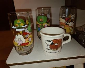 Vintage Snoopy Glasses & Coffee Mug