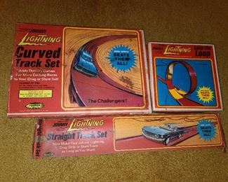 Vintage Johnny Lightning Track Pieces In Box