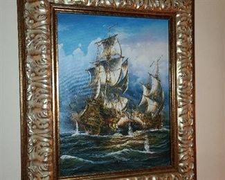 Framed Boat Painting