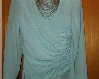 Vintage Blue Gown W/ Beaded Collar