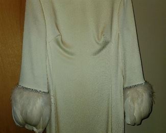 FABULOUS Vintage Gown W/ Genuine Feather Wrist Cuffs