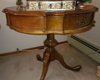 3 Legged Wooden Table W/ 2 Drawers