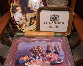Advertising Metal Trays (Coca-Cola, Erlanger Beer, Etc.)