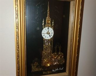Framed Handmade Big Ben Clock Artwork Signed By John Nash